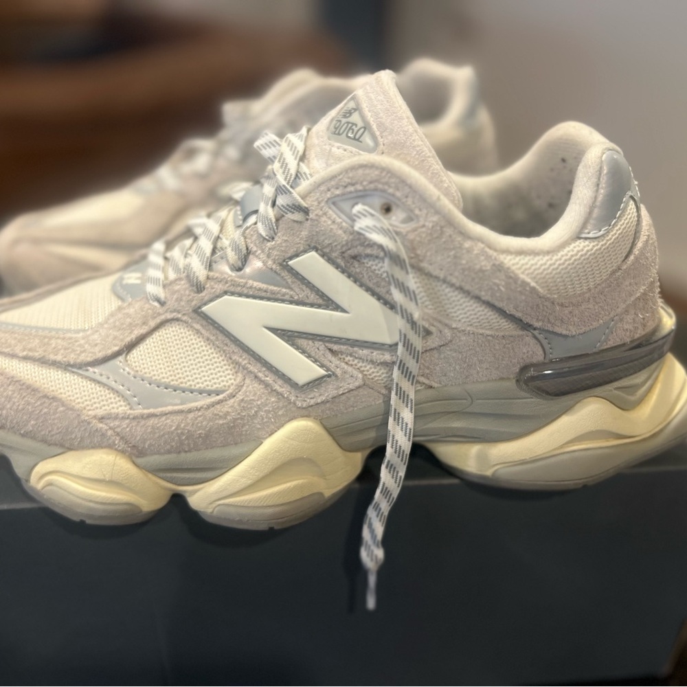 New Balance Cream and Gray Athletic Shoes